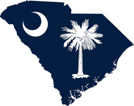 South Carolina State Flag Map United States State Outline Isolated
