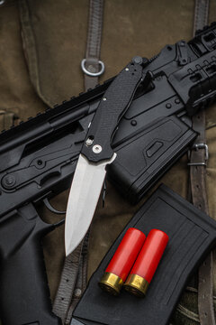 Modern tactical rifle with pocket knife