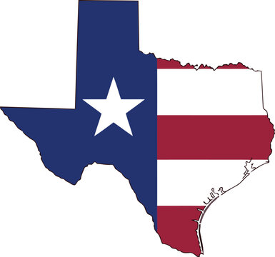 Texas and oklahoma represented with their state flags combined in a map form Vector