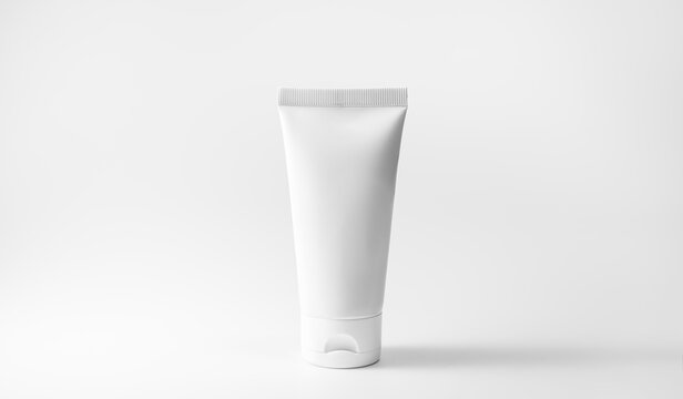 Blank white tube for skincare. Cosmetics tube mockup.