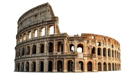 Fototapeta premium Ancient roman colosseum structure with arched levels and weathered stone rome italy