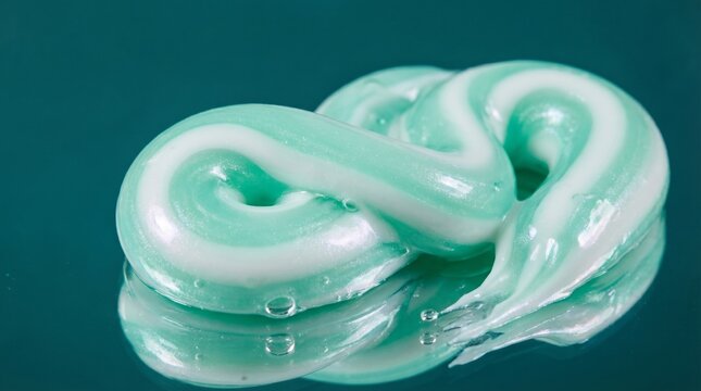 Toothpaste swirl abstract macro, glossy texture