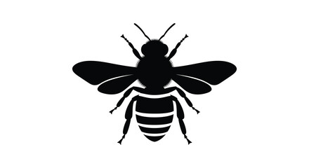 A striking black silhouette of a honeybee in flight detailed and artistic silhouette © njhasan