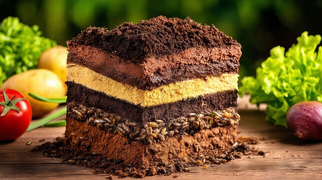 Cross-section of compost pile showing decomposition and organic material layers