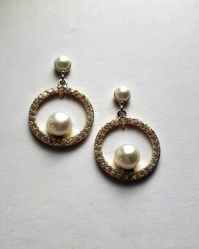 Luxury Pearl Earrings Close-Up, Elegant Jewelry Accessory