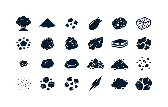Volcanic rock fragments and debris like ash lapilli bombs and scattered eruption materials from explosive volcanic activity clean