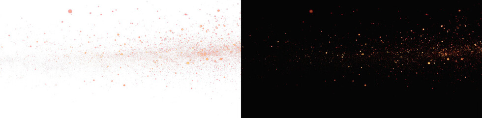 Red burning fire sparks set, realistic glowing embers and flame particles on black and white backgrounds © Maxim