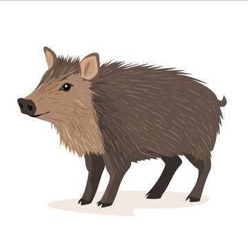 simple vector javelina clipart illustration white background vector art style simple design flat illustration no shadows