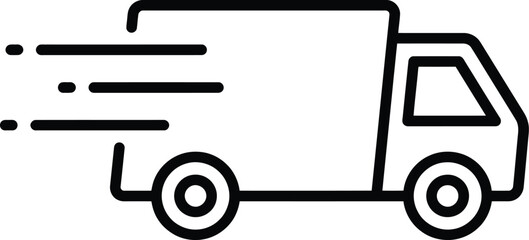 Fototapeta premium Vector graphic illustration of a speeding delivery truck with motion lines