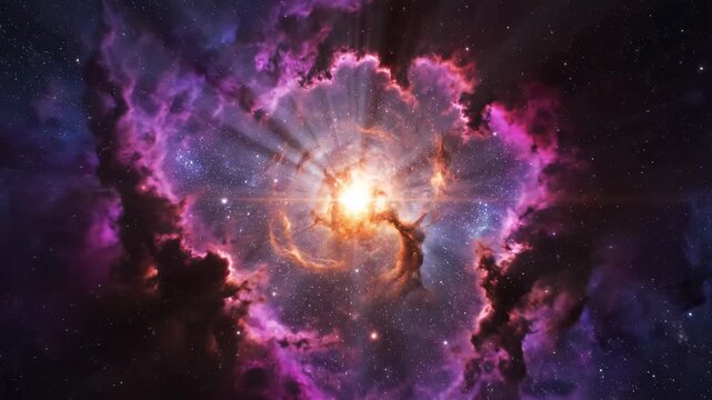 Stunning Supernova Explosion with vibrant purple and orange nebula clouds in deep space perfect for sci-fi backgrounds and educational astronomy content.