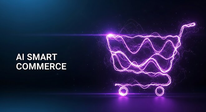AI smart commerce hologram over USA map with neon lighting
