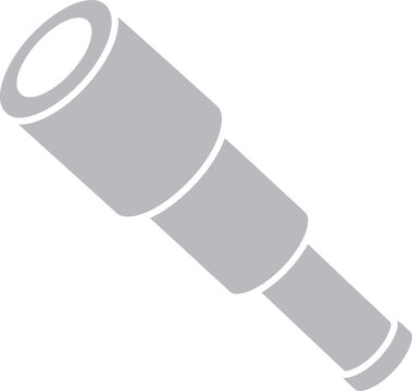 Vector graphic illustration of a gray monocular telescope or spyglass with a white background