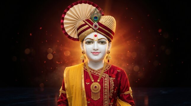 Bhagwan Swaminarayan Crimson Full Murti Divine Form
