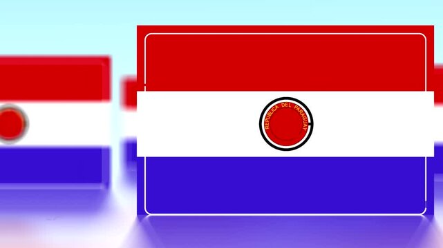 Paraguay flag icons set with red white and blue colors and emblem  national symbol of Paraguay country