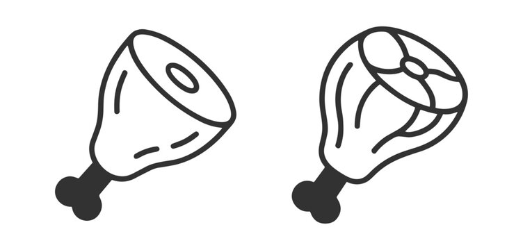 black outline chicken drumstick meat icons vector illustration on transparent background