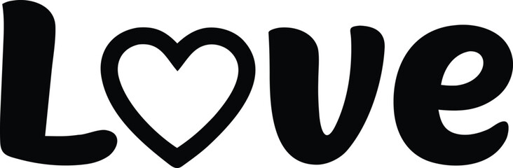 Black typography of the word love with heart symbol replacing letter o © Stock Fire