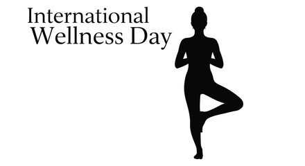 Obraz premium International wellness day graphic featuring a silhouette of a woman in a yoga pose