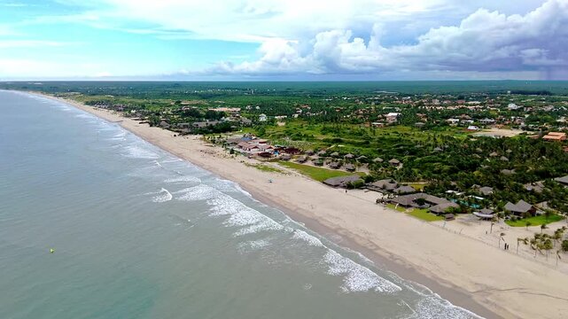 Bungalows along a secluded beach in northeastern Brazil. A luxury destination in Ceara.