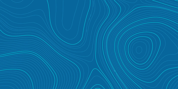 Blue topographic map abstract background with wavy contour lines. Minimalist vector pattern for tech wallpaper.