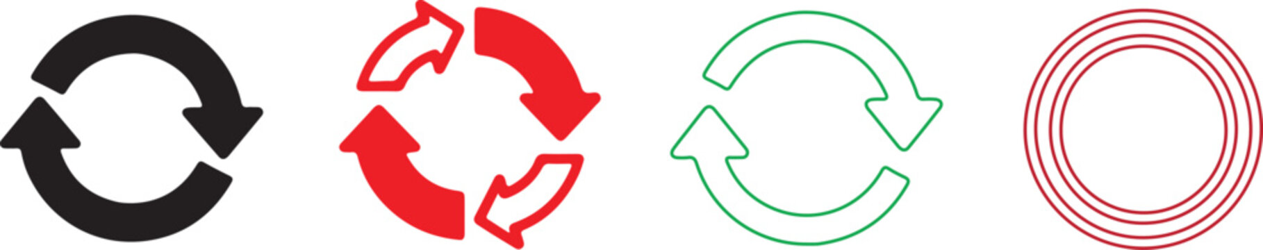 Circular Arrow Loop Icon Set Refresh Reload Sync Rotation Outline Vector Collection