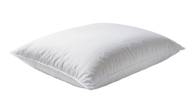 Soft white down pillow with stitched seams, isolated on transparent background