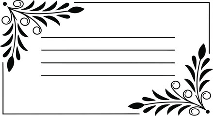 Festival greeting card with floral corner decorations and horizontal lines © Vector KIng