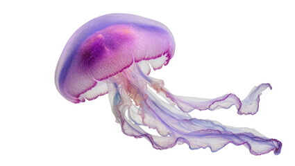 Translucent purple jellyfish with flowing tentacles, isolated on transparent background © Maria