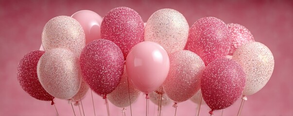 Obraz premium Elegant glittery balloons in shades of pink for festive celebration
