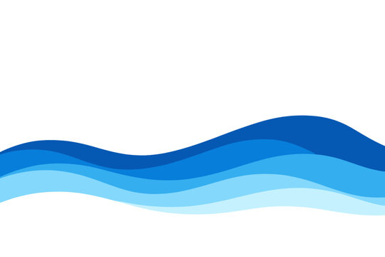2D Abstract Blue Wave Vector Background with Smooth Gradient Layers and Flowing Curves