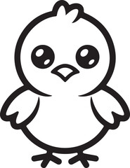 Fototapeta premium Cute Baby Chick Cartoon Line Art