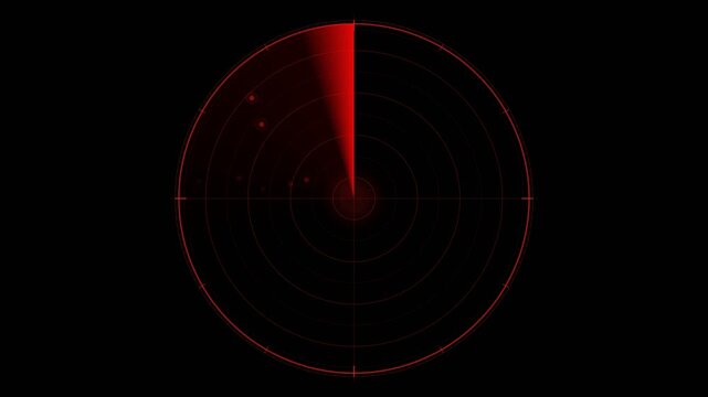 Red Modular Digital Radar Sweep HUD Animation Seamless Loop 4K
