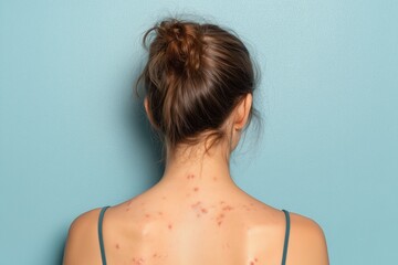 Fototapeta premium Back Acne Bacne with Inflamed Pimples and Scars, Teenage Skin Problem Concept