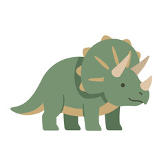 Fototapeta premium Cute green triceratops dinosaur character for children educational projects