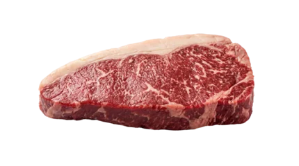 Fotobehang Steakhouse Raw marbled beef steak with fat cap, isolated on transparent background  © Giulia