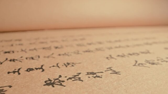 Macro Slider View Through Pages Of China Old Book. Chinese Martial Arts Secret