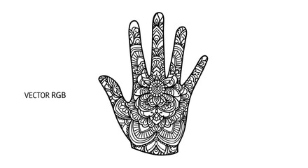 Fototapeta premium Intricately designed hand with floral henna pattern.