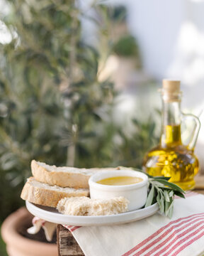 Olive oil tasting with sourdough bread