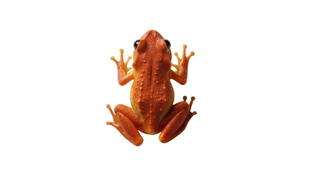 Bright orange tree frog with textured skin, isolated on transparent background