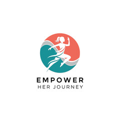 Empower Her Journey Silhouette Running Woman Logo. © Heri