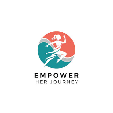 Empower Her Journey Silhouette Running Woman Logo.