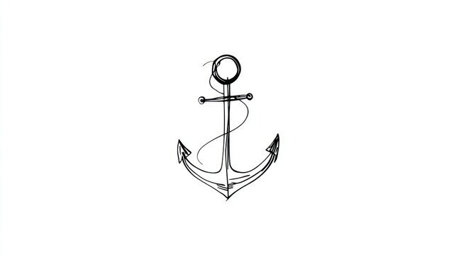 A sketch of an anchor with stylized details, black line art on a clean white background