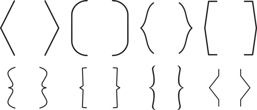 Varied Bracket Styles: A close-up view presents an assortment of brackets, essential symbols, each with a unique shape and purpose, inviting exploration into their design and usage. png