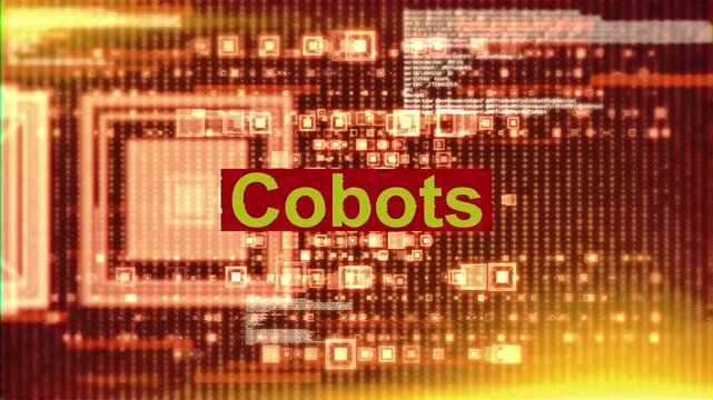 Cobots Futuristic Hi-Tech Grid and Numbers Background