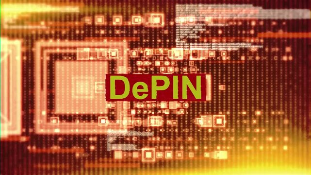DePIN Futuristic Hi-Tech Grid and Numbers Background
