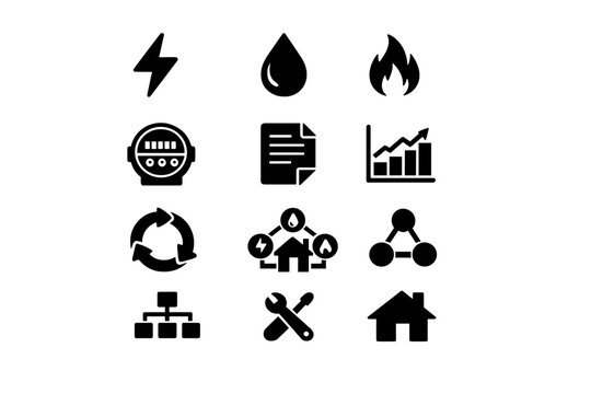 Bolt vector image generation icon home set utilities simple bill drop symbol