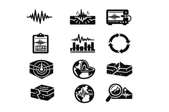 Earth image icon data simple generation analytics earthquake diagram vector waves seismology