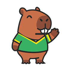 Cute beaver character icon in flat design style with simple shapes and clean lines, isolated on white background, vector illustration © ArtDesign