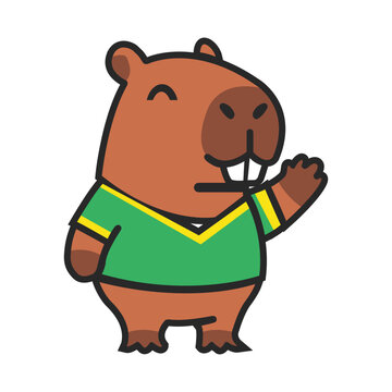 Cute beaver character icon in flat design style with simple shapes and clean lines, isolated on white background, vector illustration