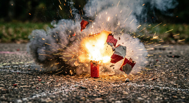 Powerful firework burst captured in slow-motion photography.