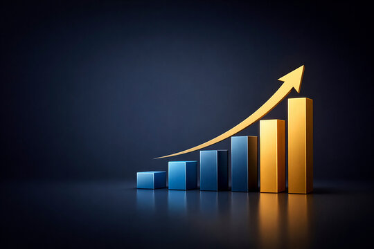 Gr&aacute;fico de crecimiento financiero con flecha ascendente